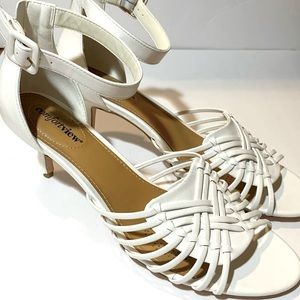 White Comfortview Braided Heeled Sandal Size 12